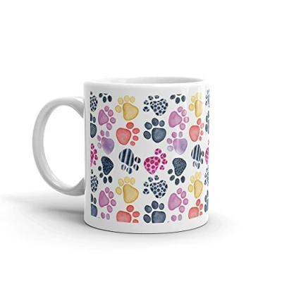 Image of Pretty Paw Prints Mug Cat Dog Animal Mum Sister Gift Christmas Birthday #8157