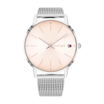 Image of Tommy Hilfiger Women&#039;s 40mm Quartz Watch Blush Sunray Dial, Stainless Steel Mesh Bracelet 1782244