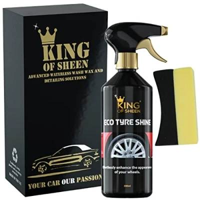 Image of King of Sheen Eco Tyre Shine,Tyre Black and Applicator Sponge, Effortlessly Enhance the Appearance your Wheels, 500ml
