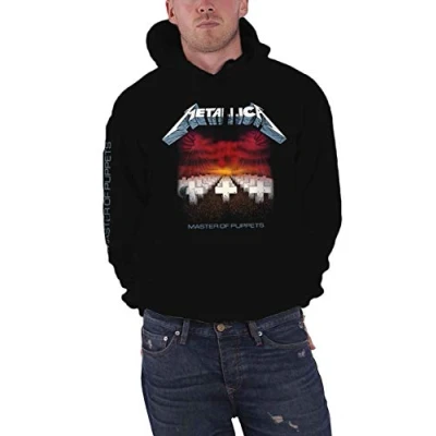 Image of Metallica Hoodie Master of Puppets Tracks Official Mens Black Pullover XL