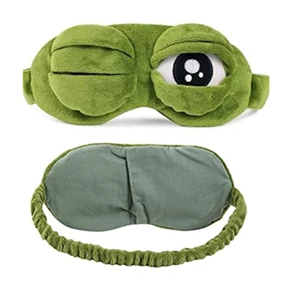 Image of 3D Unisex Frog Eye Sleeping Mask, Soft Padded Eyemask Shade Cover Rest Relax Blindfold with Elastic Band for Home Sleep Travel, Plush Blackout Mask