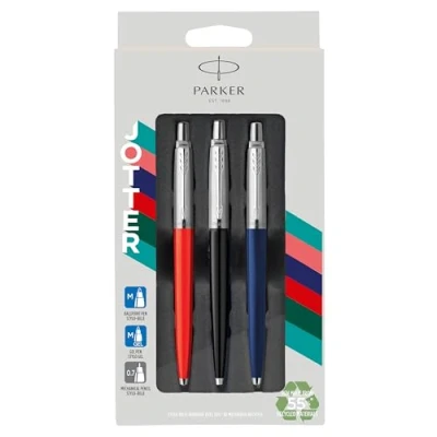 Image of PARKER Jotter Originals Trio Pen Gift Set Ballpoint Pen, Gel &amp; Mechanical Pencil Made From 55% Recycled Materials* Perfect Graduation School Gifts