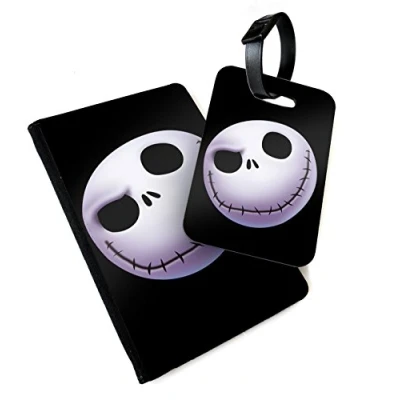 Image of WTF NBC Jack Head Printed Art Faux Leather Passport Cover/Luggage Tag (Holder/Luggage Combo)