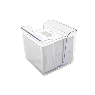 Image of Deflecto Desk Notes Cube Crystal Clear Desktop Memo Block Refill Cubic Notepad Holder Pad Paper