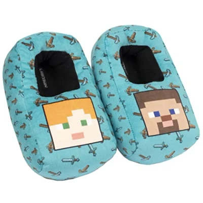 Image of Minecraft 3D Slippers, Small Medium Designed with Anti Slip Sole Cushioned and Soft Material Slippers for Kids Official Merchandise Age 8, Green, 1 UK