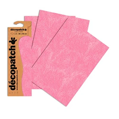 Image of Décopatch Ref C667O Pink Animal Fur Print Paper Pack Each Sheet 30 x 40cm, of 3 Sheets Best Used With Décopach Glue &amp; Varnish,