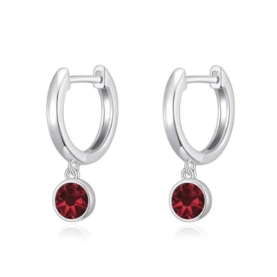 Image of Philip Jones Dark Red Crystal Hoop Earrings Created with Zircondia® Crystals