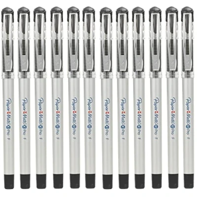 Image of URBNLIVING 12 Pcs x 0.5mm Comfort Grip Gel Pens, School Office Stationary Refill, Blue, Red and Black (Black)