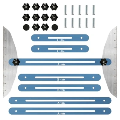 Image of Stair Tread Template Tool, 11 60inch Adjustable Treads Gauge Jig Measuring High Precision for Cutting Perfect Stair, Riser, Shelf, and Blue
