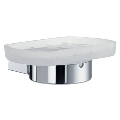 Image of Smedbo &quot;Air&quot; Holder with Frosted Glass Soap Dish, Polished Chrome