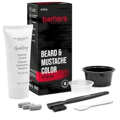Image of Godefroy Barbers Choice Beard and Moustache Application Kit for Men Jet Black