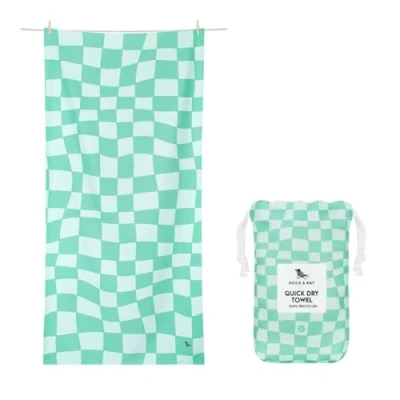 Image of Dock &amp; Bay Beach Towel Quick Dry, Sand Free Compact, Lightweight 100% Recycled Includes Bag Check Mate, Extra Large (200x90cm, 78x35)