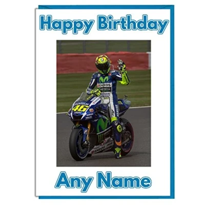 Image of AK Giftshop Motorbike Rider Themed Personalised Birthday Card ADD A NAME AND AGE