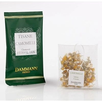 Image of DAMMANN FRÉRES Chamomile Tisana 24 Envelopes Glass France Camomile Infusion Teabags (Fra)