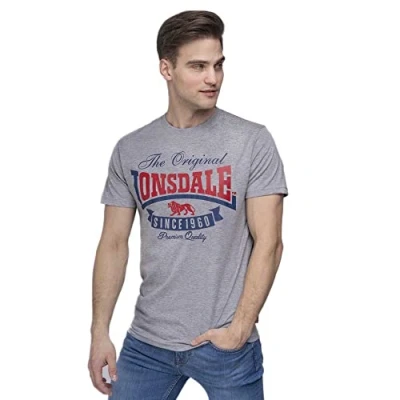 Image of Lonsdale London Men&#039;s Corrie Regular Fit T Shirt Marl Grey, Medium