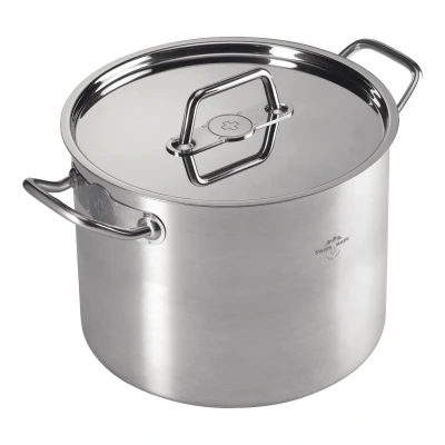 Image of Kuhn Rikon Montreux Stainless Steel Casserole Pot with Lid, Silver, 24 cm/6 Litre