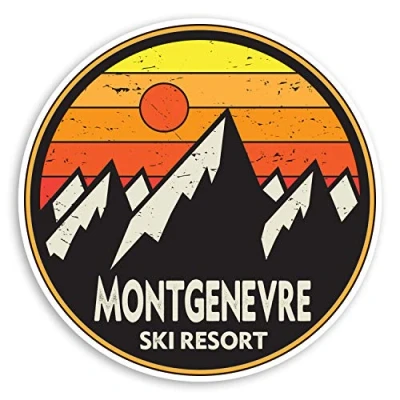 Image of 2 x 10cm Montgenevre Ski Resort Vinyl Stickers France Luggage Sticker #31385 (10cm Wide)