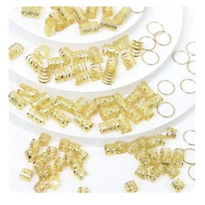 Image of Clip In Hair Extension Braids Dreadlocks Extensions, Box (Gold Rings)