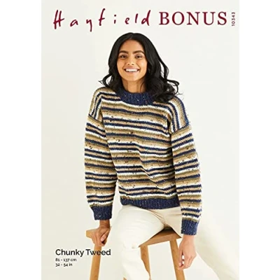 Image of Hayfield Bonus Chunky Tweed Knitting Pattern 10343 Sweater