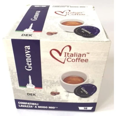 Image of ITALIAN COFFEE capsules compatible with A Modo Mio machines (Genova Decaf, 128 Pods)