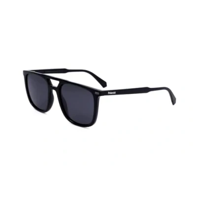 Image of Polaroid Rectangle Mens Black Grey Polarized Sunglasses One Size