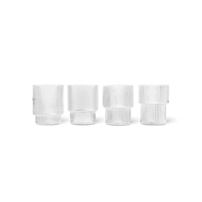 Image of ferm LIVING Glass Ripple, clear, 200 ml, mouth blown, set of 4