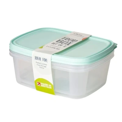 Image of Wham Everyday Food Box &amp; Lid 3Ltr Clear/Assorted (Pack 2)