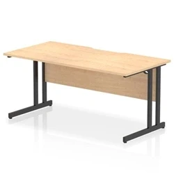 Image of Impulse 1600 x 800mm Scalloped Edge Straight Office Desk Maple Top Black Cantilever Leg