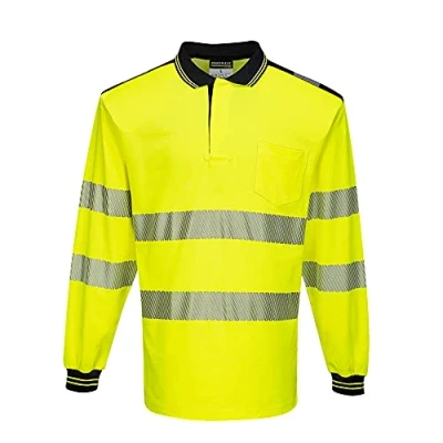 Image of Portwest PW3 Hi Vis Polo Shirt L/S, Size: 4XL, Colour: Yellow/Black, T184YBR4XL
