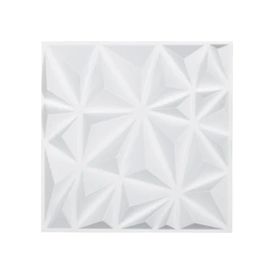 Image of VEVOR 3D Wall Panels, 33 Pack 11.81 x in PVC Modern Art Minimalist Diamond Tiles, 32 Sq.Ft Coverage Accent Panel, Interior Home Decor for Ceiling, Bedroom, Living &amp; Gaming Room, Matte White