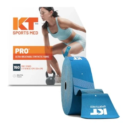 Image of KT Tape Unisex Pro Jumbo 150 Strip Synthetic Precut Kinesiology Tape, Laser Blue, pre cut UK