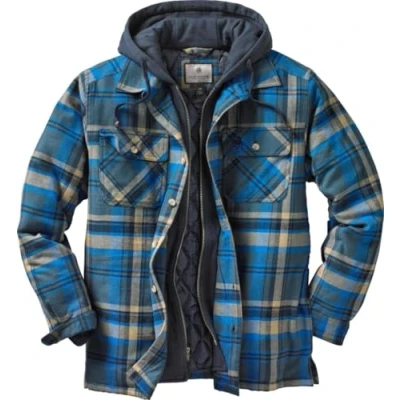 Image of Legendary Whitetails Men&#039;s Standard Maplewood Hooded Shirt Jacket, Blue Dusk Plaid, X Large