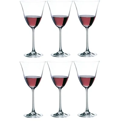 Image of Rona Flora Set of 6 Red White Wine Glasses Stemmed Liquor Cordial Glass Flutes