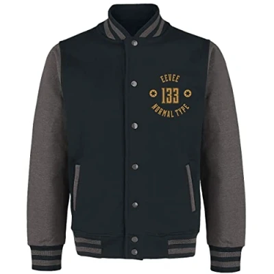 Image of Pokémon Eevee Men&#039;s Varsity Jacket Heather black/grey XL 50% Cotton, Polyester