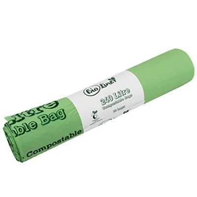 Image of 240 Litre x 10 Compostable Wheelie Bin Sacks Compost Bag Liners EN 13432 240L Bags with Composting Guide