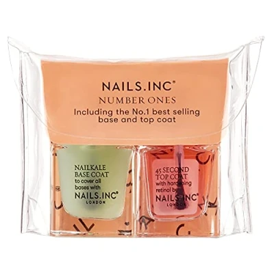 Image of Nails.INC Number Ones Mini Nail Duo, Includes Retinol Rich 45 Second Top Coat and NailKale Superfood Base Coat, Quick Drying Chip Resistant, Cruelty Free, Vegan