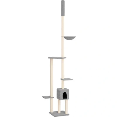 Image of vidaXL Floor to Ceiling Cat Tree Light Grey 258.5 284.5 cm