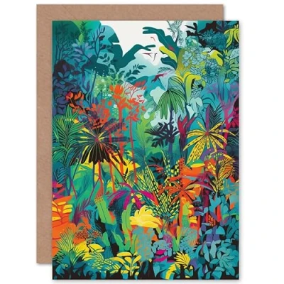 Image of Artery8 Rainforest Landscape Vibrant Multicoloured Nature Travel Birthday Sealed Greeting Card Plus Envelope Blank inside
