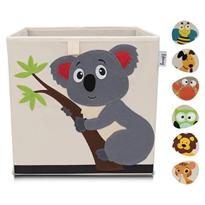 Image of LIFENEY Children&#039;s Storage Box with Koala Motif, Toy Animal Suitable for Cube Shelves, Organiser the Room, Basket Children