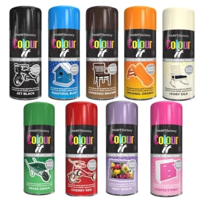 Image of 9 Mix Cans Gloss Finish All Purpose spray paint 400ml Multipurpose AerosoL, Quick and Fast Drying Excellent Coverage for Metal, Wood, Plastic More A11
