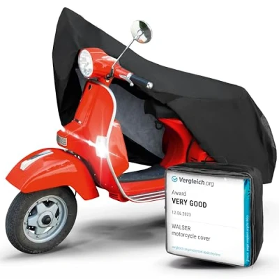 Image of Walser Motorbike Cover waterproof S Rated Very Good* Vespa Waterproof, Scooter Cover, Motorcycle black 185x90x110 cm