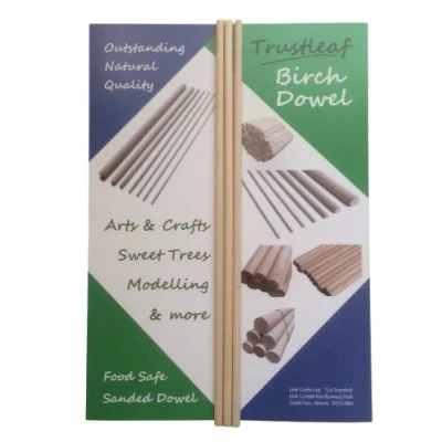 Image of Trustleaf 6mm x 30cm Birch Hardwood Wooden Dowels (3 Dowels)