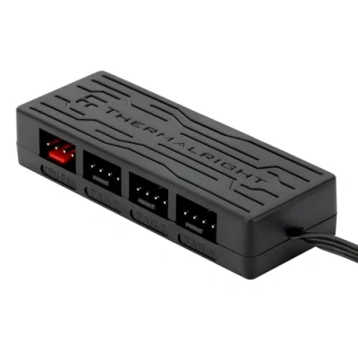 Image of Thermalright Fan Hub X4, 6.7 cm x 2.4 1.2 cm, Air Cooling, 4 Pin, 12 V, Polycarbonate, Compatible with Desktop, Cable Trimmer, SATA Power