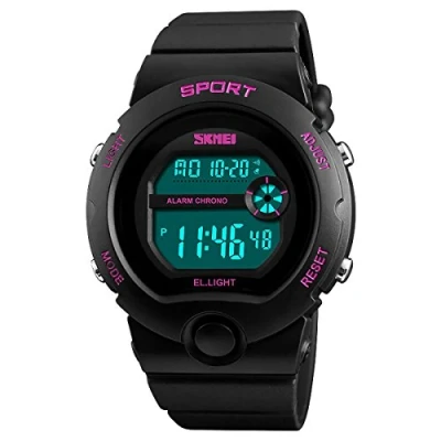 Image of SKMEI Girls and Boys Pink Digital Watch 50m Water Resistant with Stopwatch Alarm Perfect for Ages 5 13