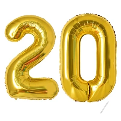 Image of Number Balloons 20,Gold 20 for Birhtday Party Decoration,40 Inch Giant Helium Foil Women Men 20th Birthday Decor Anniversary Decorations Supplies