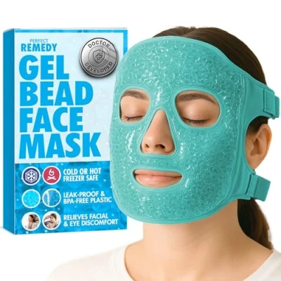 Image of Perfect Remedy Ice Pack Cold Face Eye Masks Reduce Puff, Dark Circles, Reusable Hot Gel Mask (Green)