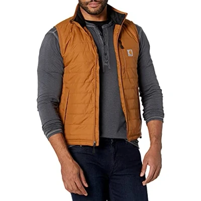 Image of Carhartt Men&#039;s Rain Defender Relaxed Fit Lightweight Insulated Vest, Brown, XXL