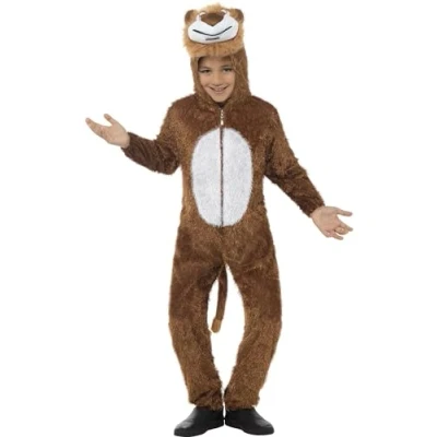 Image of Smiffys Lion Costume, Medium with Hooded Jumpsuit, Children&#039;s Animal Fancy Dress, Dress Up Costumes