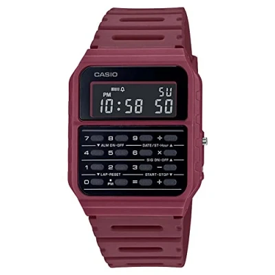 Image of Casio Unisex 34.40mm Quartz Watch with Black Digital dial and Red Resin Strap CA 53WF 4BEF