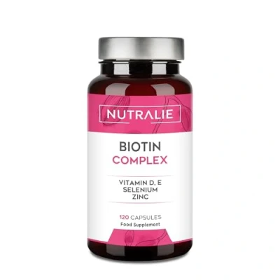 Image of Biotin Hair Growth Supplement 10000 mcg + Skin Nails Vitamins D E Zinc Selenium for Women and Men Loss Care 120 Capsules Nutralie